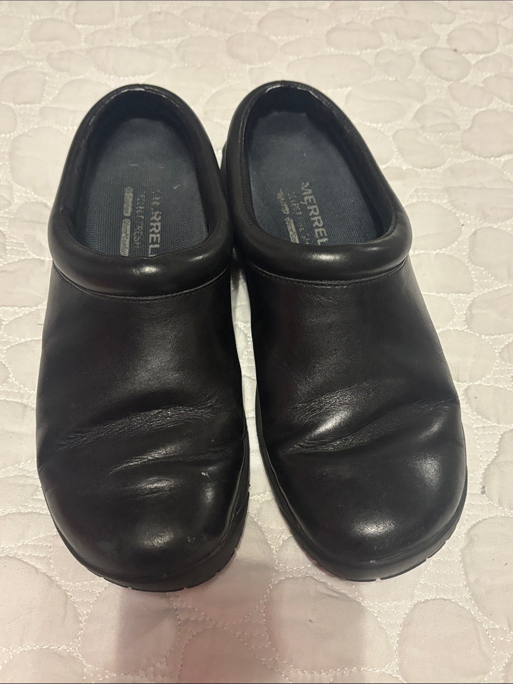 Merrell Women's Black Leather Slip-On Mules